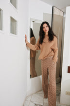 Easy Straight pantalon chino femme en jersey imprimé onde straight fit