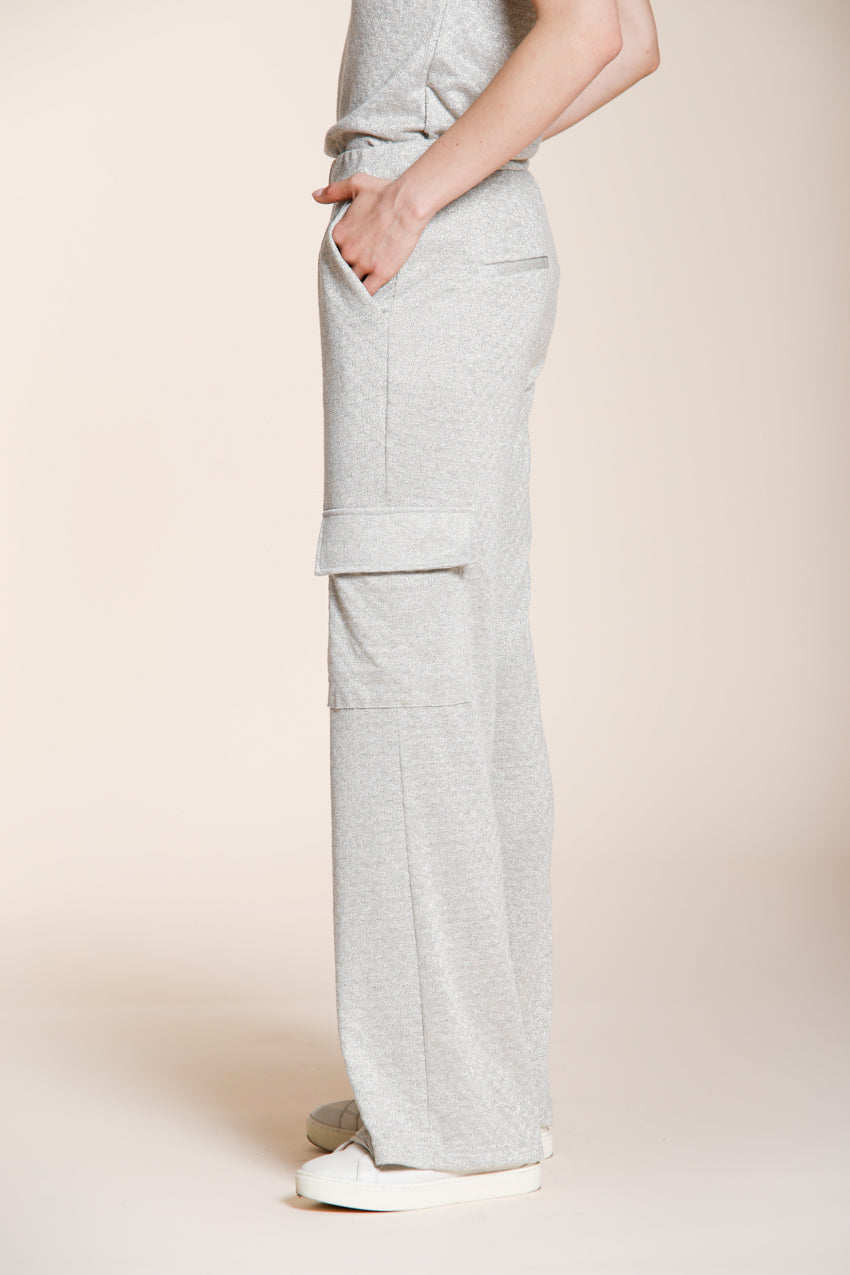 Easy Straight pantalon cargo jogger femme en tricot lurex straight fit