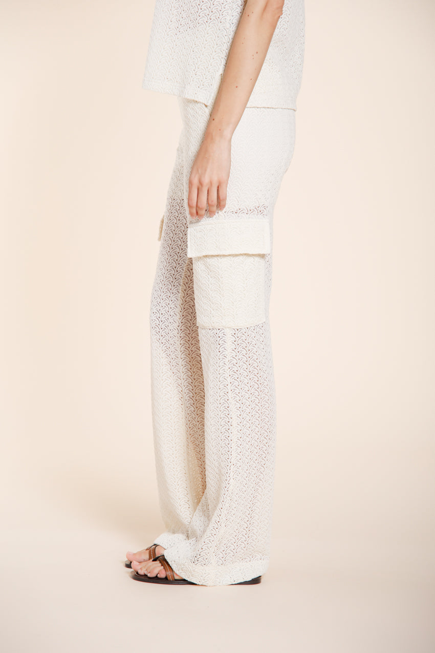 Easy Straight pantalon cargo jogger femme en maille crochet straight fit