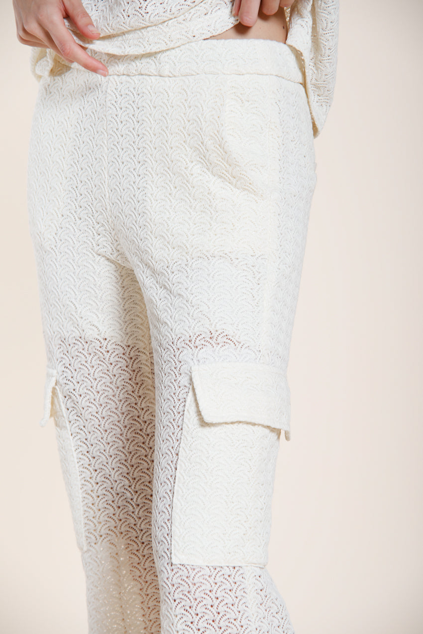 Easy Straight Hose Cargo Jogger Damen aus Häkelstrick straight fit