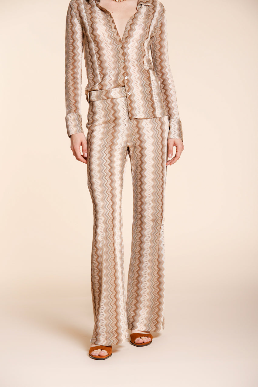 Easy Straight Hose Chino Jogger Damen aus Strick Fischgrat Lurex straight fit