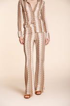 Easy Straight Hose Chino Jogger Damen aus Strick Fischgrat Lurex straight fit