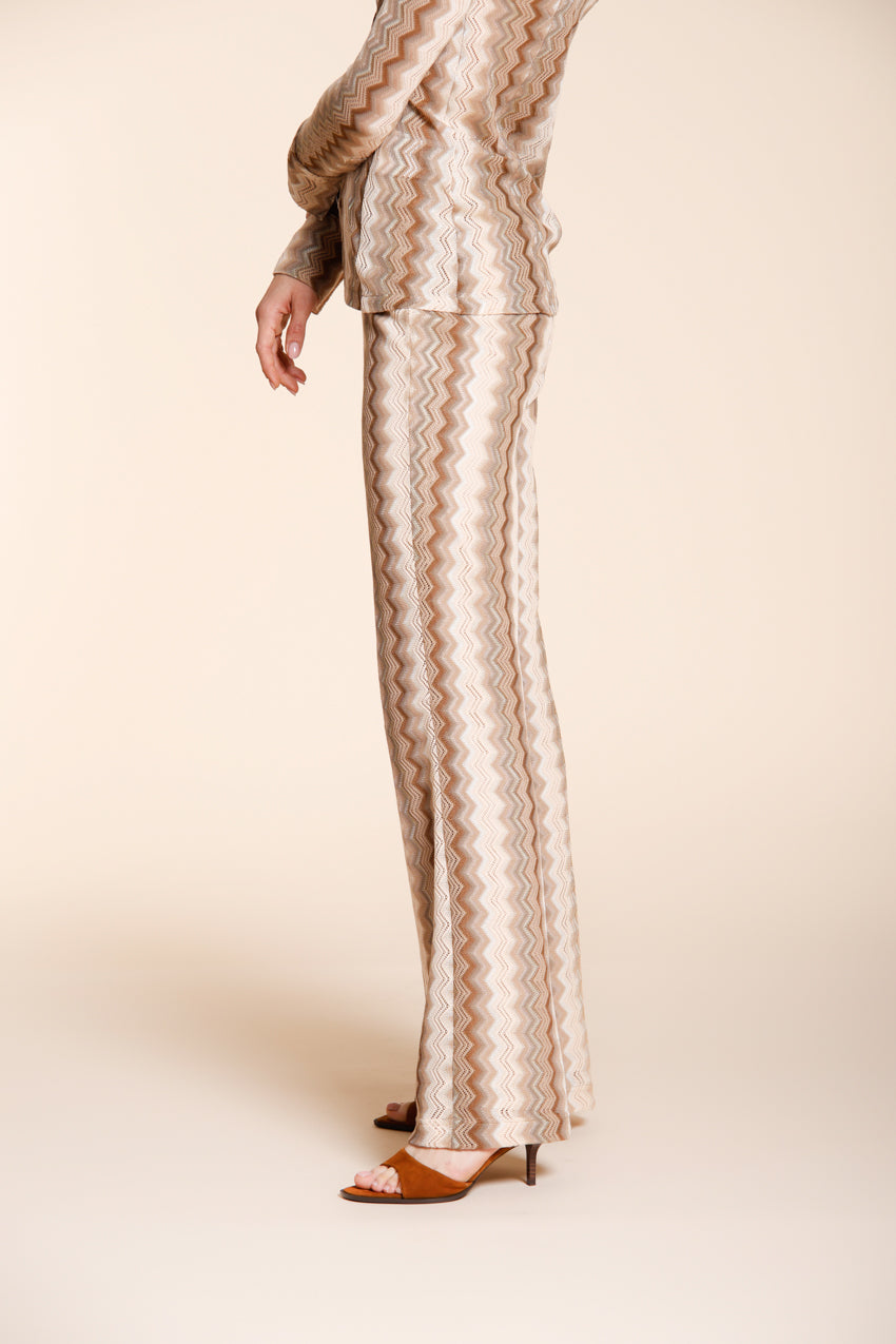 Easy Straight pantalon chino jogger femme en maille chevron lurex straight fit