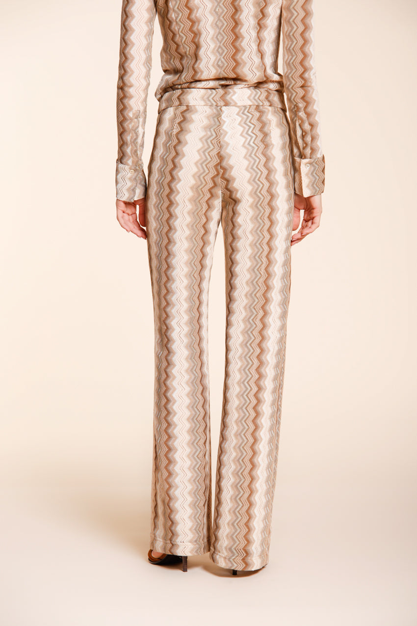 Easy Straight pantalon chino jogger femme en maille chevron lurex straight fit