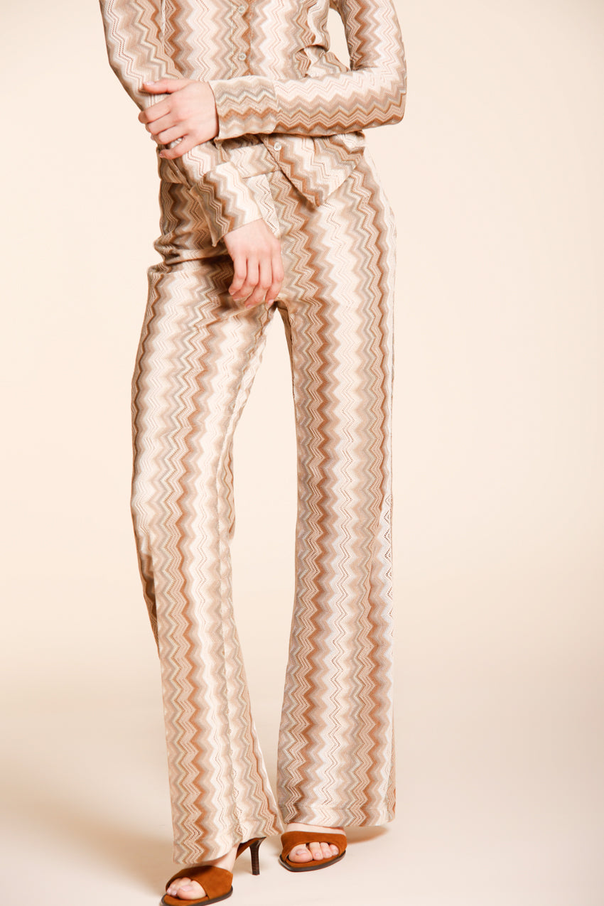 Easy Straight Hose Chino Jogger Damen aus Strick Fischgrat Lurex straight fit