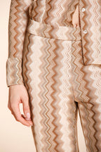 Easy Straight Hose Chino Jogger Damen aus Strick Fischgrat Lurex straight fit