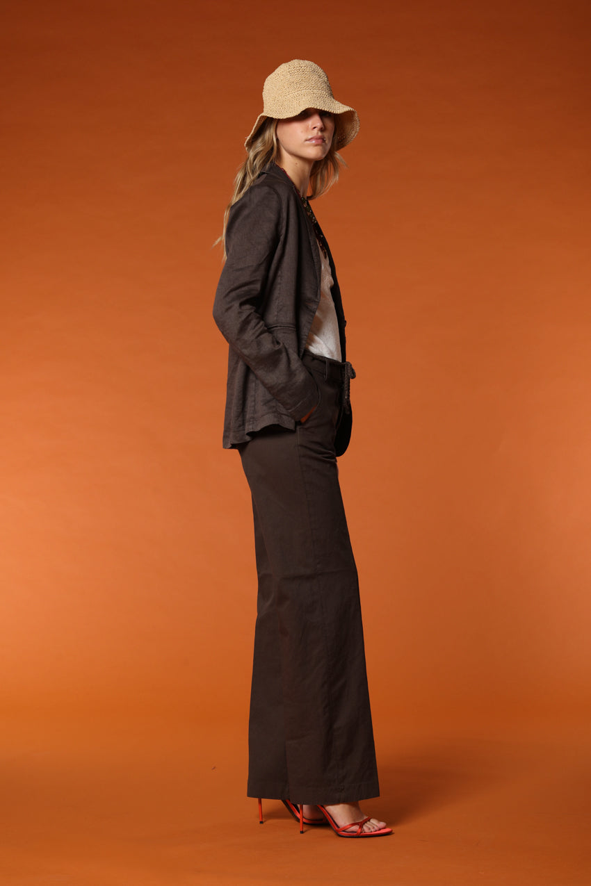 New York Straight pantalón chino mujer en twill de algodón y lino straight fit