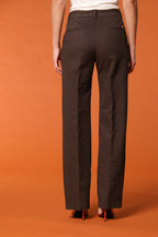 New York Straight pantalón chino mujer en twill de algodón y lino straight fit