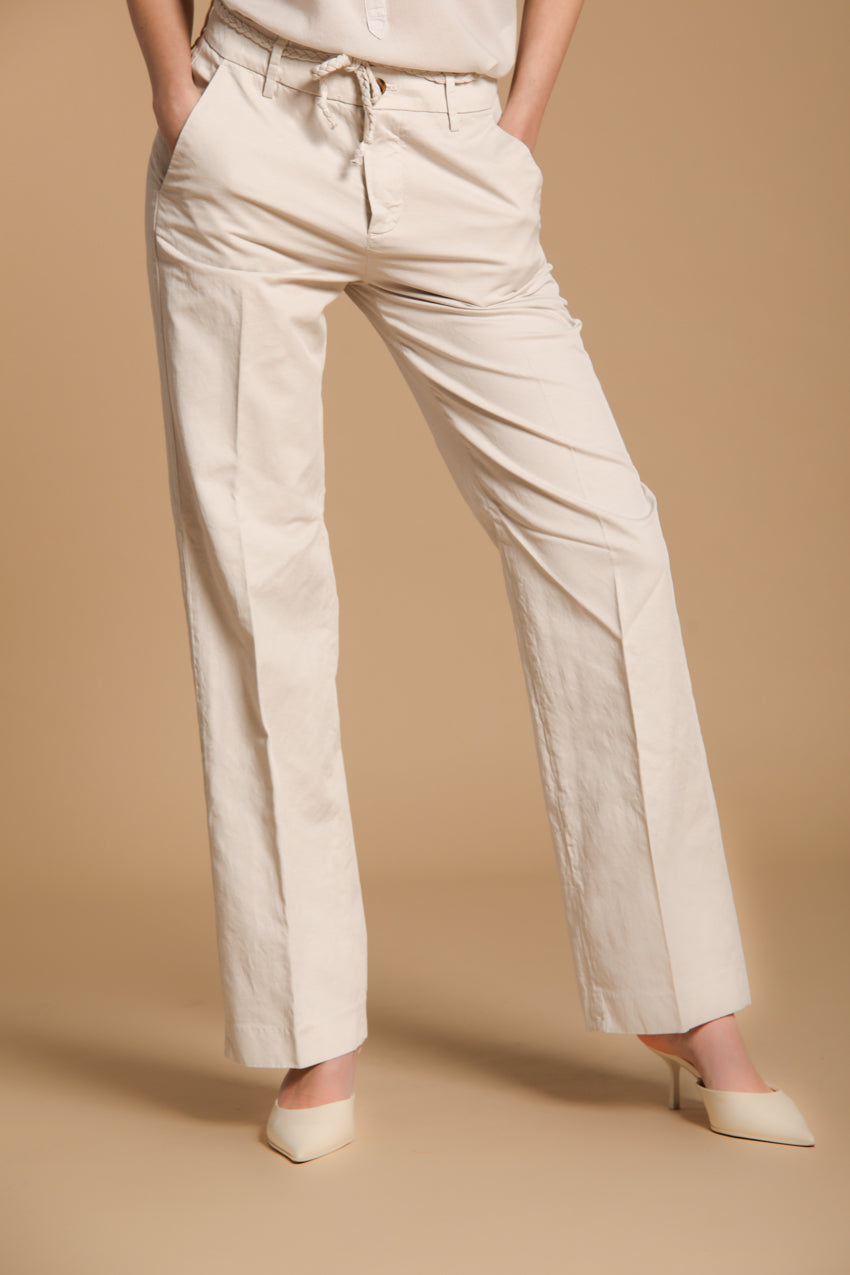 New York Straight pantalón chino mujer en twill de algodón y lino straight fit