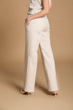 New York Straight pantalón chino mujer en twill de algodón y lino straight fit