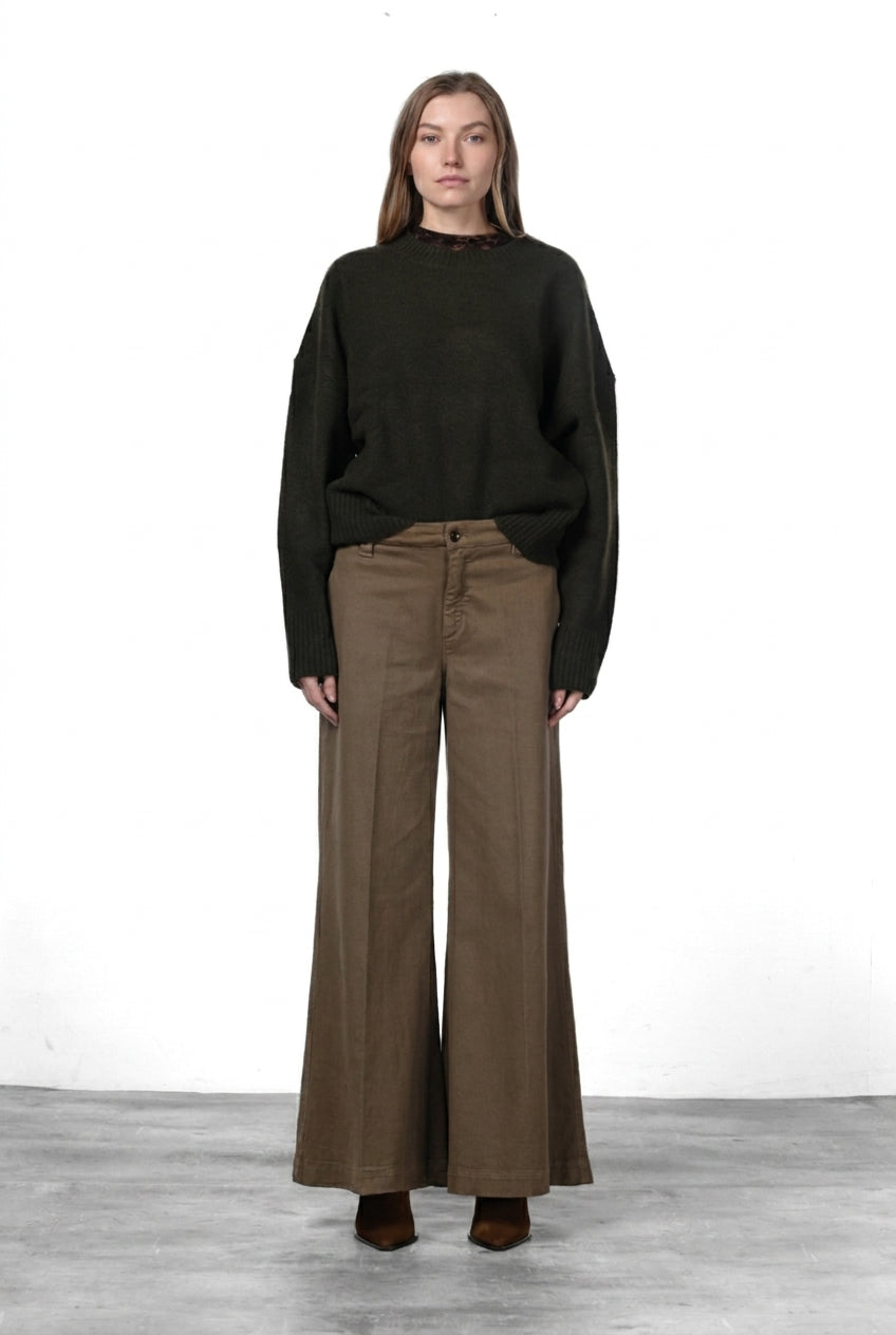 New York Palazzo women’s chino trousers in gabardine, wide leg