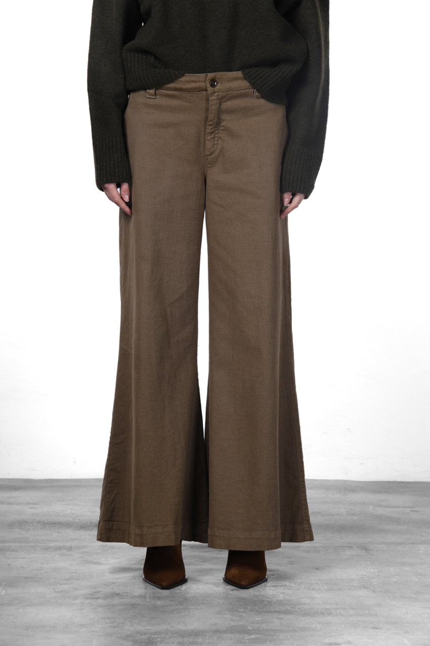 New York Palazzo women’s chino trousers in gabardine, wide leg