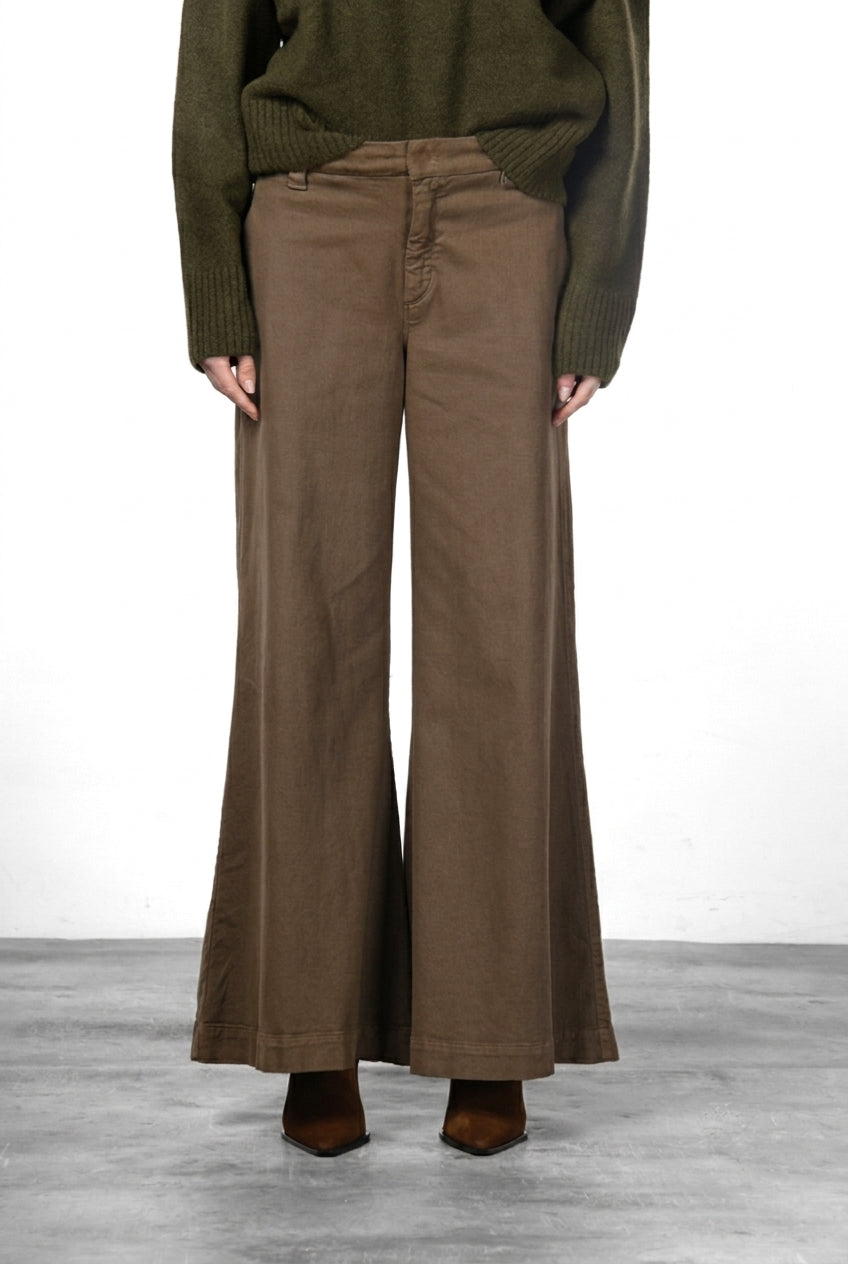 New York Palazzo women’s chino trousers in gabardine, wide leg