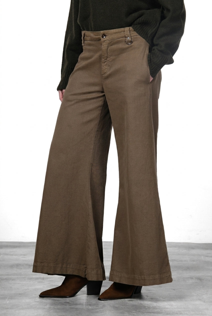 New York Palazzo women’s chino trousers in gabardine, wide leg