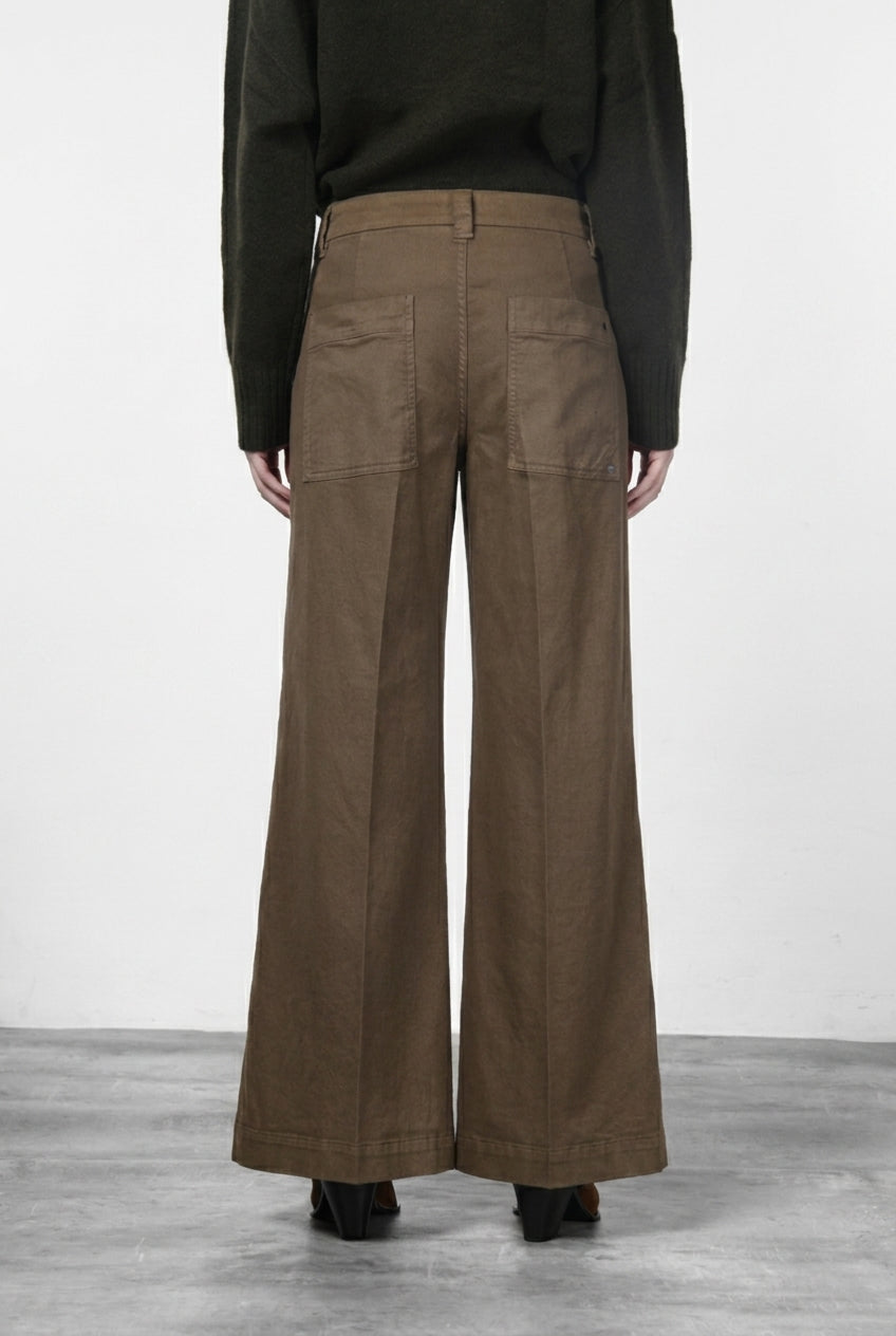 New York Palazzo women’s chino trousers in gabardine, wide leg