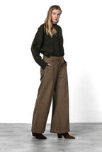 New York Palazzo women’s chino trousers in gabardine, wide leg