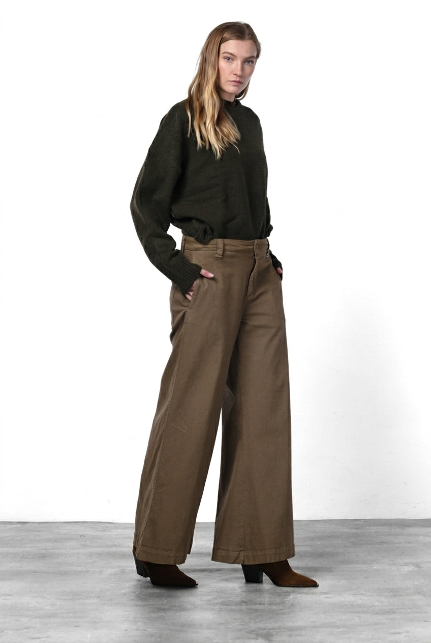 New York Palazzo women’s chino trousers in gabardine, wide leg