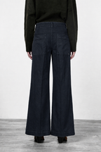 New York Palazzo pantalone chino donna in gabardina wide leg