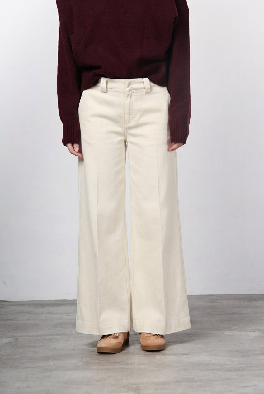 New York Palazzo Chinohose für Damen aus Bio-Baumwoll-Bull und Wolle mit wide leg