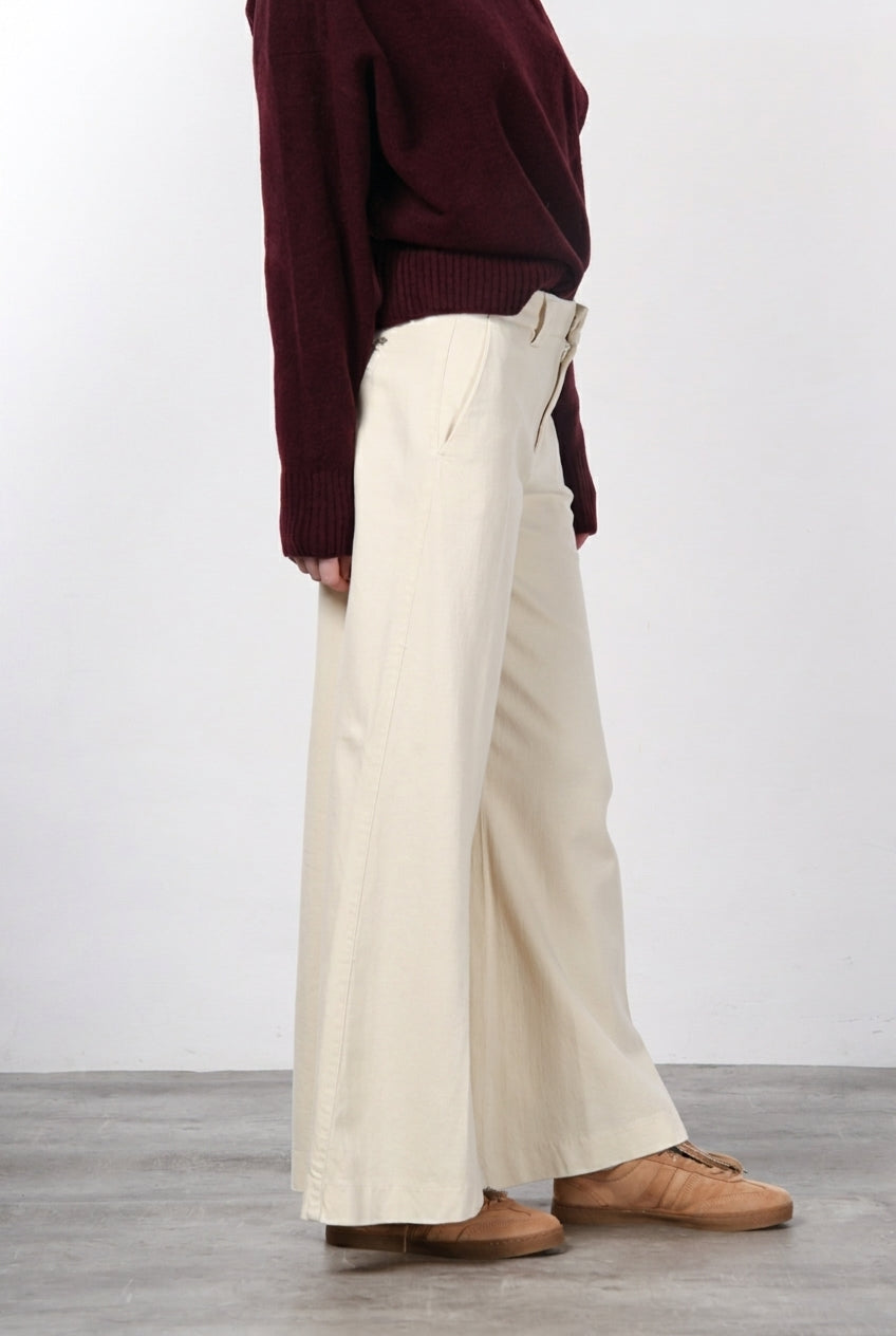New York Palazzo Chinohose für Damen aus Bio-Baumwoll-Bull und Wolle mit wide leg