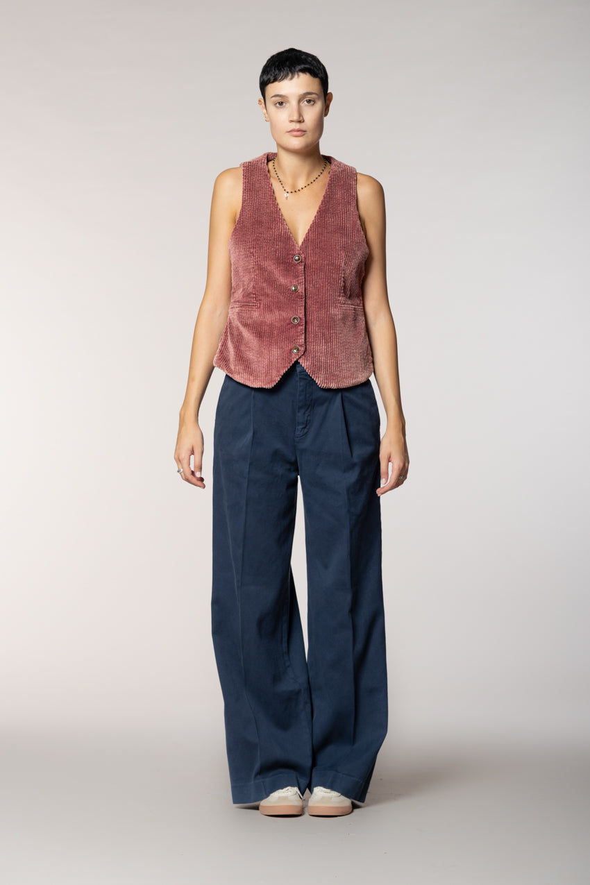 Ny Wide Pinces pantalon chino femme en coton et cachemire wide leg