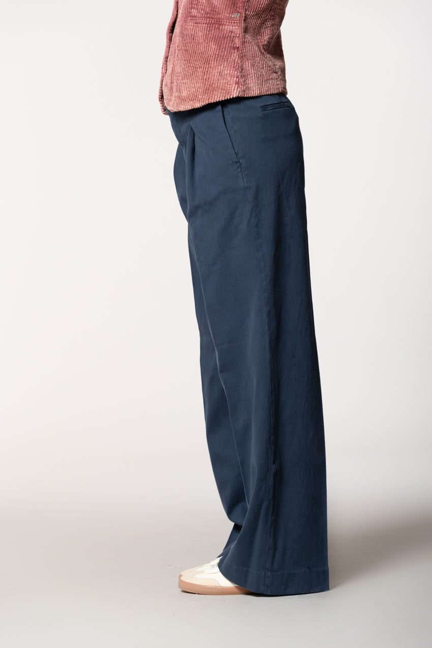 Ny Wide Pinces pantalon chino femme en coton et cachemire wide leg