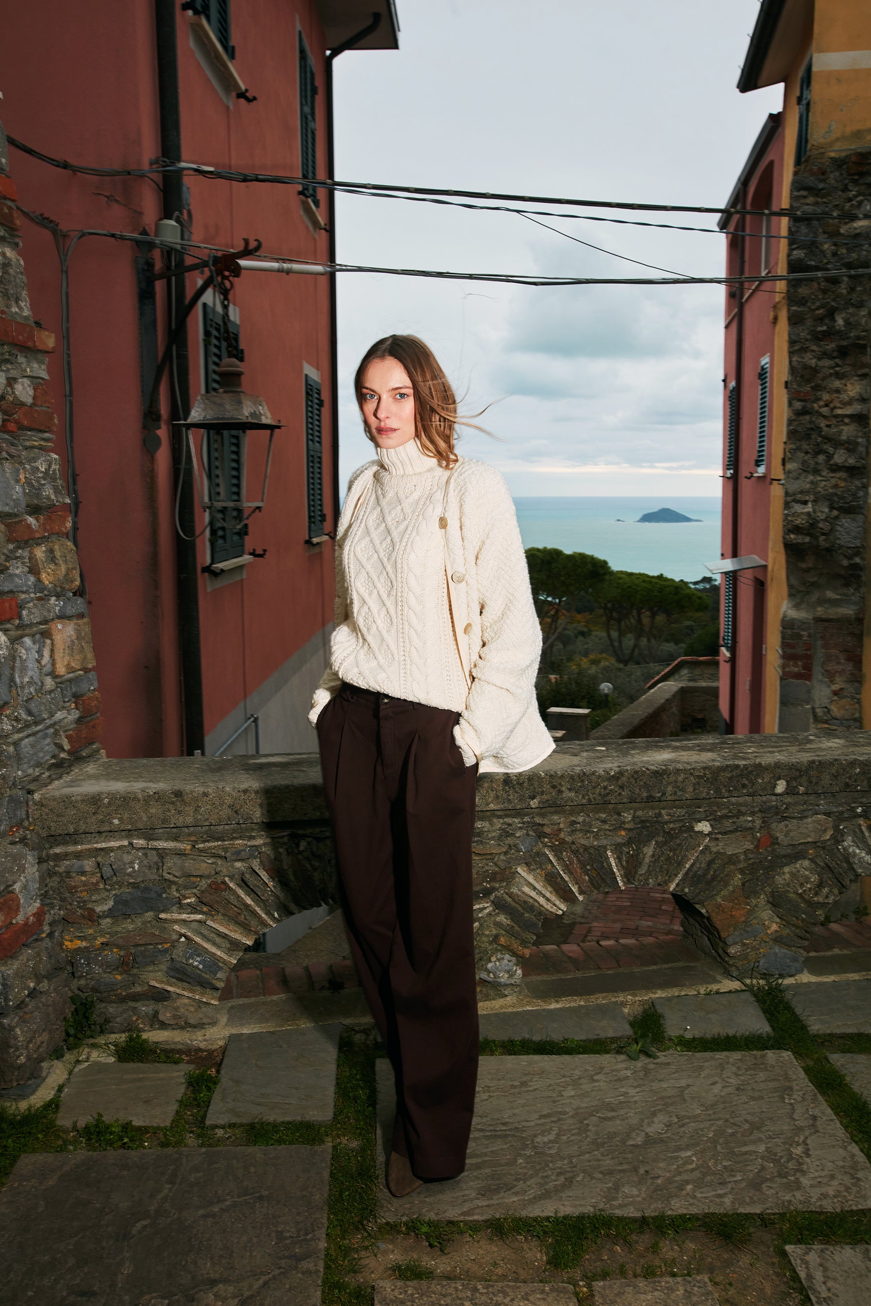 New York Wide Pinces women’s chino pants in cotton cashmere wide leg fit