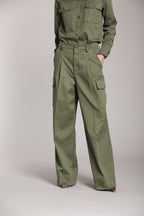 Foto 1 New York Wide Pinces cargo pantalone cargo donna in gabardina wide leg fit