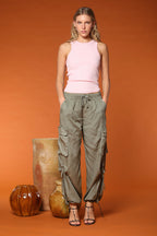 Francis pantalón cargo jogger mujer en algodón modal wide leg 