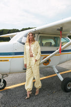 Francis pantalón cargo jogger mujer en sarga de algodón y lino wide leg 