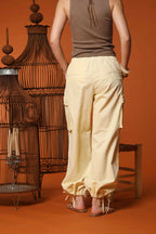 Francis pantalón cargo jogger mujer en sarga de algodón y lino wide leg 