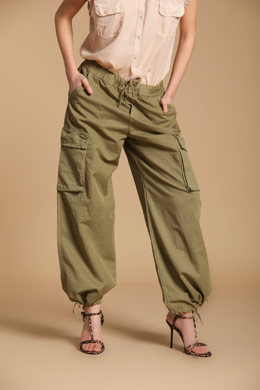 Francis pantalón cargo jogger mujer en sarga de algodón y lino wide leg 