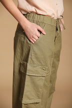 Francis pantalón cargo jogger mujer en sarga de algodón y lino wide leg 