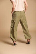 Francis pantalón cargo jogger mujer en sarga de algodón y lino wide leg 