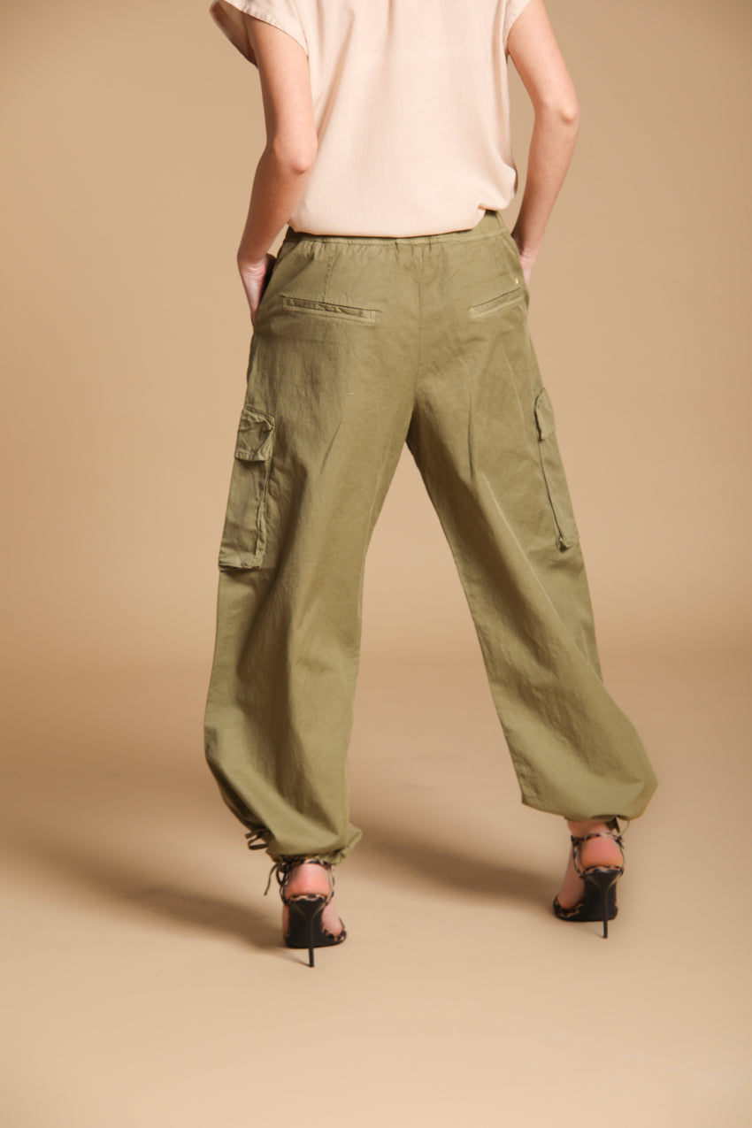 Francis pantalón cargo jogger mujer en sarga de algodón y lino wide leg 