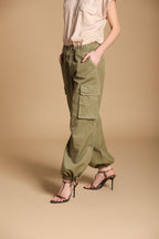 Francis pantalón cargo jogger mujer en sarga de algodón y lino wide leg 