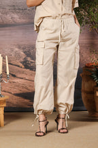 Francis pantalón cargo jogger mujer en popelina wide leg 
