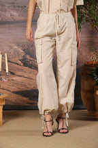 Francis pantalón cargo jogger mujer en popelina wide leg 