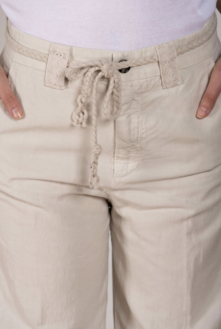 New York Studio women's chino pants in cotton and linen twill straight fit