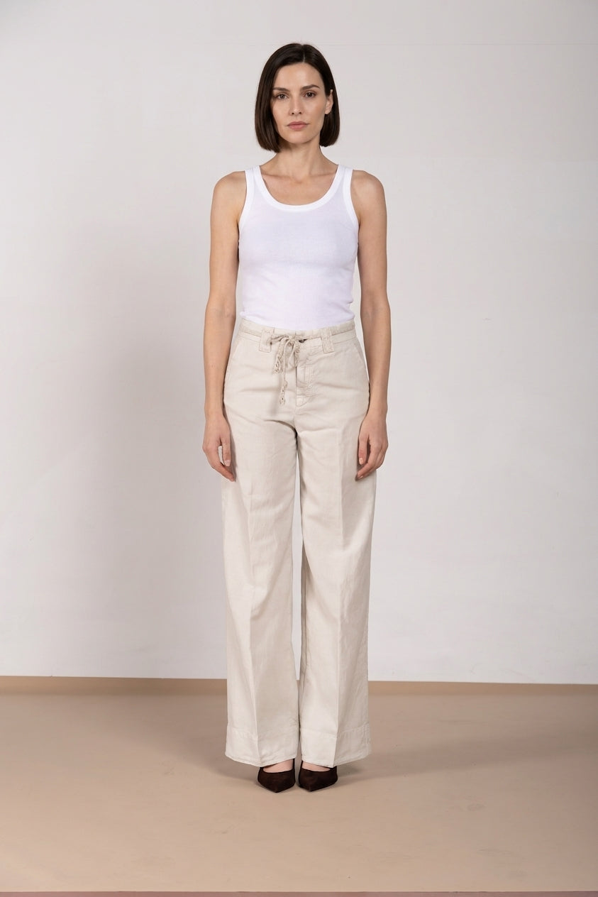 New York Studio women's chino pants in cotton and linen twill straight fit