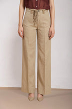 New York Studio Hose Chino Damen aus Twill aus Baumwolle und Leinen straight fit