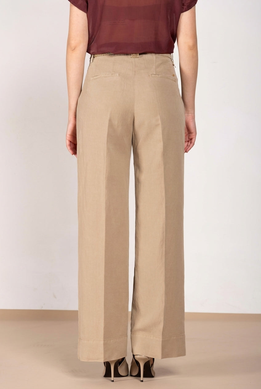 New York Studio Hose Chino Damen aus Twill aus Baumwolle und Leinen straight fit