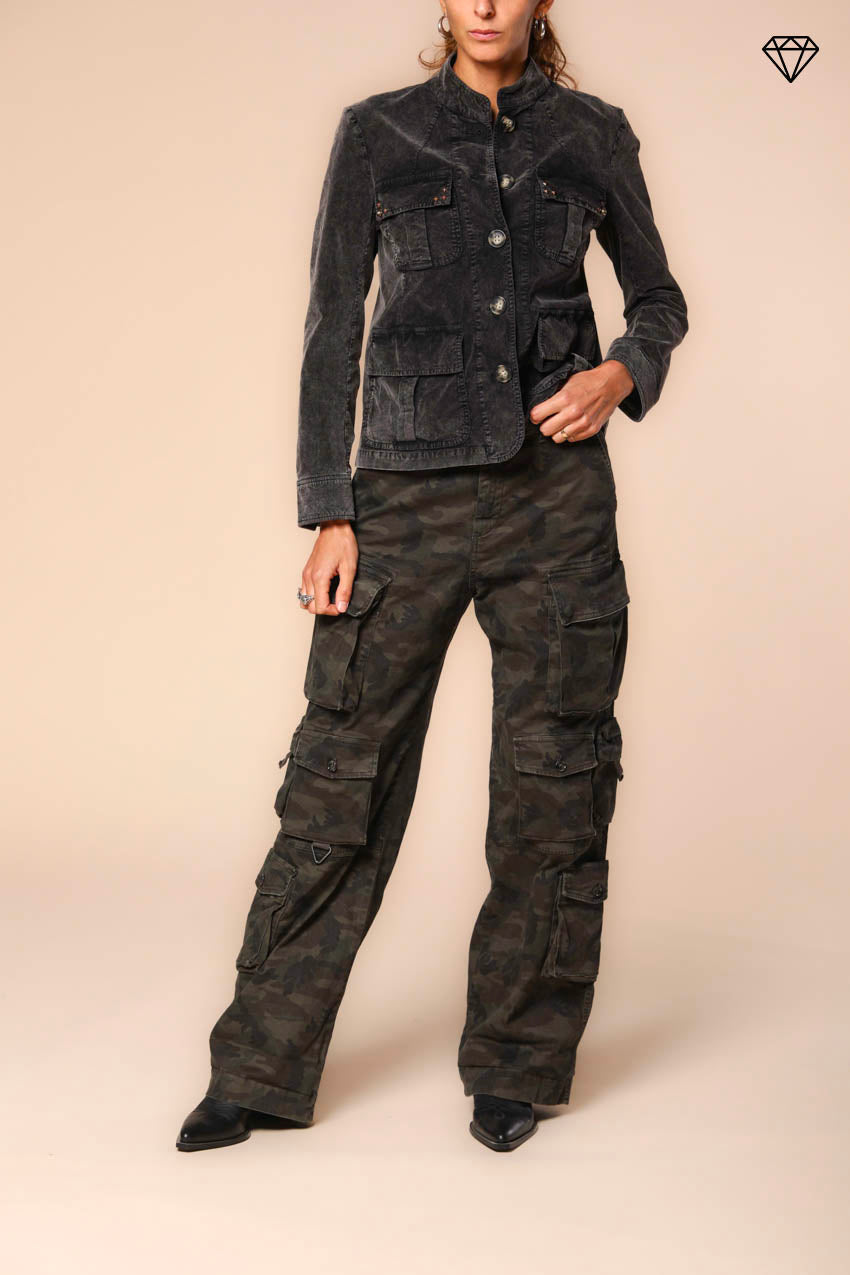 Immagine 6 pantalone cargo donna in raso con stampa mimetica modello New Hunter straight fit