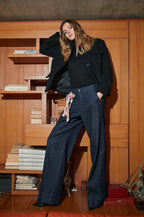 New York Studio Damen-Chinohose aus Stretch-Denim wide leg