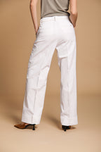 New York Studio pantalone chino donna in twill di cotone e lino wide leg