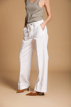 New York Studio pantalone chino donna in twill di cotone e lino wide leg