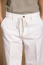 New York Studio pantalone chino donna in twill di cotone e lino wide leg