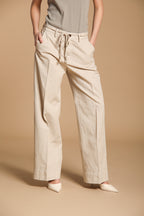 New York Studio pantalone chino donna in twill di cotone e lino wide leg