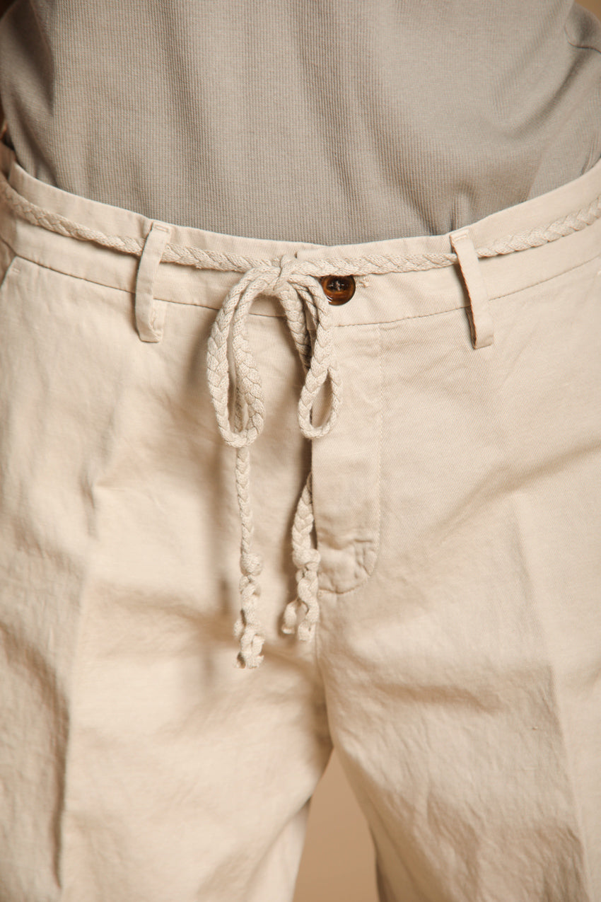 New York Studio pantalón chino mujer en twill de algodón y lino wide leg