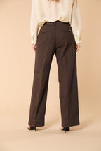 New York Studio pantalone chino donna in twill di cotone e lino wide leg